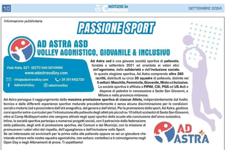 Ad Astra: Volley Agonistico, giovanile & inclusivo